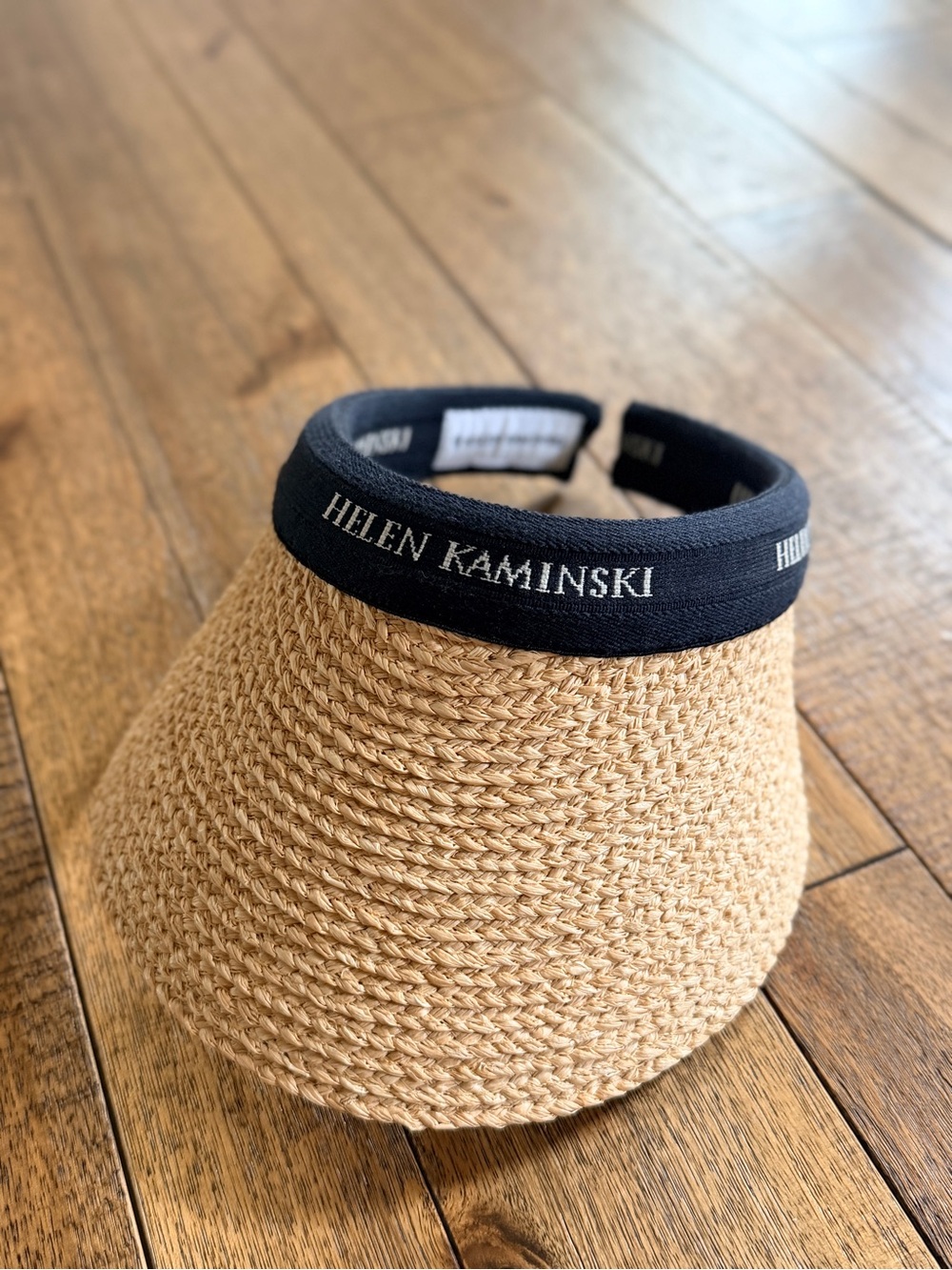 Helen Kaminski Straw Visor - Natural with Black Band
